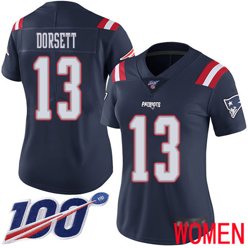 New England Patriots Football #13 100th Season Limited Navy Blue Women Phillip Dorsett NFL Jersey->new england patriots->NFL Jersey